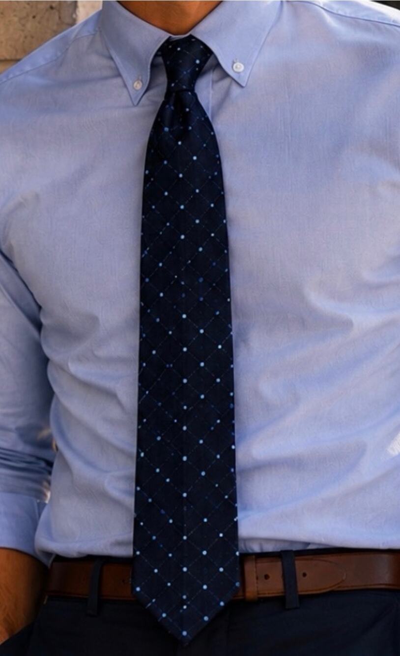 Valerio Garati Handmade Paris Silk Tie Navy Blue Geometric polka dots Necktie